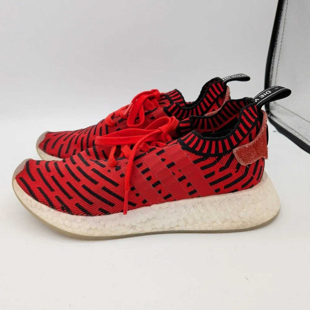Adidas NMD R2 Primeknit Red Black Glitch Camo Sneakers BB2910 Mens 6 Womens‎ 7.5